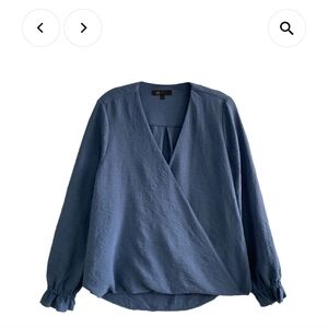 Frye faux wrap surplice cornflower blue top 3x